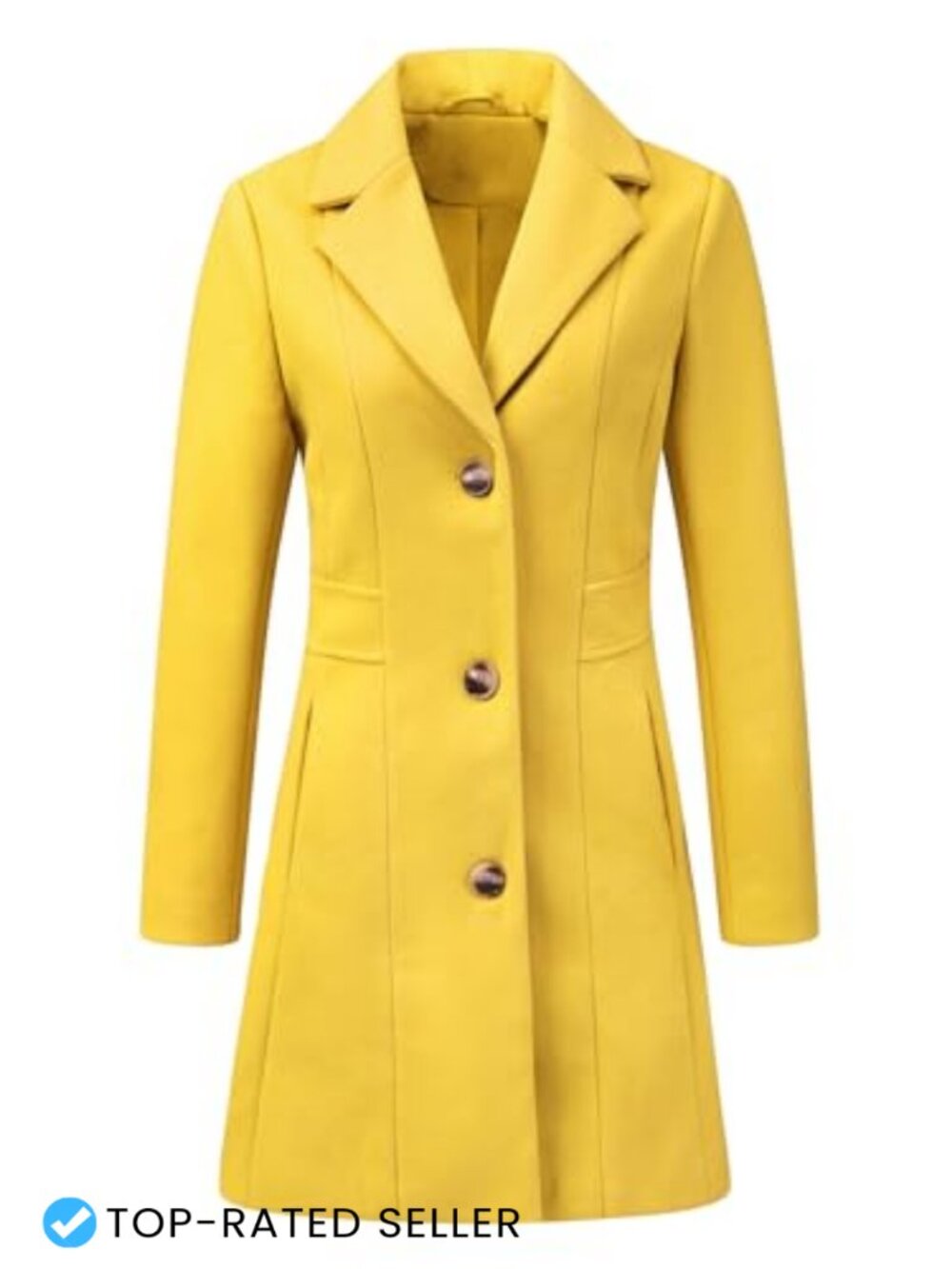 Women's Winter Pea Coat Single Breasted Long Overcoat Wool Blend